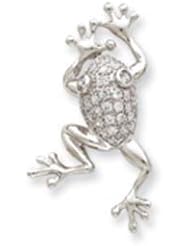 Sterling Silver CZ Frog Pin