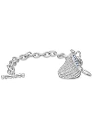 Clevereves Sterling Silver 3D Cz Hersheys Kiss Charm Bracelet