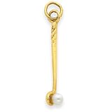 14k Golf Club with Pearl Charm