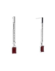 Genuine Ruby 14kt White Gold Dangle Drop Earrings