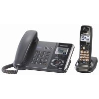 Panasonic KX-TG9391T DECT 6.0 2-Line Corded/Cordless Phone, Metallic Black, 1 Handset