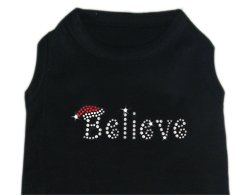 Believe Holiday Rhinestone Dog Shirt Size XL