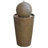 Destert Spring Fountain, Circular Sphere- Medium (Brown) (34H x 16W x 16D)