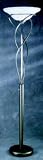 Lite Source Majesty 1 Light Torchiere With Large Swirl Stainless Steel/Cloud Glass
