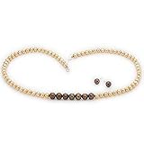 14k 5-7mm Chocolate and Champagne Cultured Pearl Set