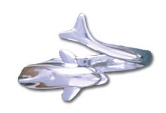 Solid Sterling Silver Dolphin Adjustable Ring (2.8g)