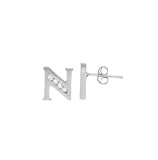 .925 Sterling Silver CZ Initial Earrings N