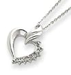 Sterling Silver Heart Diamond Necklace with 18 inch Sterling Silver chain