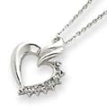 Sterling Silver Heart Diamond Necklace with 18 inch Sterling Silver chain