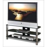 Tech-Craft BEL501B - Sorrento Series Frosted Glass Plasma TV Stand- Gun Metal Black
