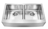 Kindred KCFD36B/9 Farmhouse Double Bowl Sink W/ Bow Front Apron