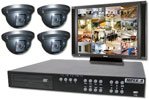 DVR-PKG3 - 2C908CDR - 8 Ch 240 / 120 FPS MPEG 4 Triplex DVR w/ Real-time Display / Recording Digital Video Recorder Stand Alone w/ 500 G Hard Drive, CD-RW, & REMOTE CONTROL UNIT, (4) 2CG915D - 1/3 Sony 420 TV Lines Indoor 30 FT, 14 LED, 2 Axis, Multiple Angle IR Dome Camera, (4) 2CG915IR - 1/3 Sony CCD High Resolution NIGHT VISION IR Surveillance Camera w/ 4.0 mm Lens , (1) 500 FT Roll of Siamese Cable , (16) Twist on connectors, (1) Samsung or LG 19
