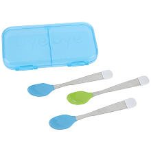 Especially for Baby BPA Free Soft Bite Spoons with Case 3-Pack - Blue
