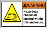Machine Label - Hazardous Chemicals Located Within This Enclosure. (5 Per Pack) [1.7X2.5 Vinyl Press On]