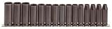 Stanley Proto J74217 15 Piece 6 Point 1/2 Drive Thin Wall Deep Metric Impact Socket Set