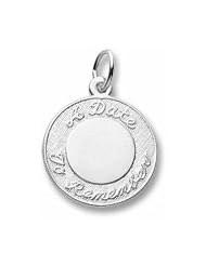 Rembrandt Charms, A Date to Remember Charm in Solid Sterling Silver or Gold, Engravable