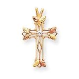 10k Black Hills Gold Diamond Cross Pendant