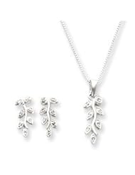 Sterling Silver CZ Earrings and Necklace (w/18" box chain) Set