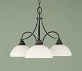 Murray Feiss F1885/3ORB Boulevard Three-Light Small Chandelier, Oil Rubbed Bronze with White Opal Etched Glass Shades