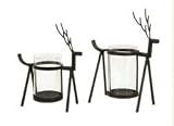 Set of 2 Metal Christmas Reindeer Pillar Candle Holders 11