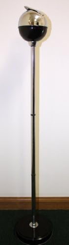 Tall Standing Round Ashtray Chrome Steel - Black