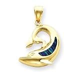 14k High-Polished Dolphin with Opal Inlay Charm