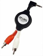 Cables Unlimited ZIP-AUDIO-CD5 ZipLinq Retractable 3.5mm to 2 RCA Audio Cable (Black)