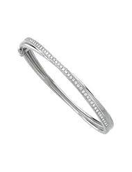 14K White Gold Diamond Bangle Bracelet