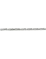 6mm 14k Fancy White Gold Link Bracelet 9"
