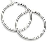 14K White Gold Hoop Earrings - 1 1/32 diameter (3mm thickness)