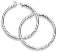 14K White Gold Hoop Earrings - 1 1/32 diameter (3mm thickness)