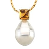 14K Yellow or White Gold Paspaley South Sea Cultured Pearl and Citrine Pendant - Various Sizes