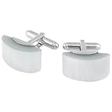 Forzieri Cat's eye - White/Pearl Stone Curved Cufflinks
