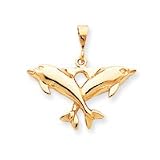 10k Solid Polished Twin Dolphins Charm