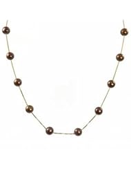 14k 7-7.5mm chocolate (dyed) freshwater cultured pearl station necklace, 17"