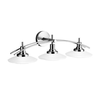 Kichler Lighting 6463NI Structures 3-Light Halogen Wall Mount Bath Strip, Brushed Nickel with Satin-Etched Glass