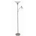 Mother and Son Torchiere Floor Lamp in Brushed Steel