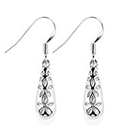 Silver Plated Floral Cut-Out Drop Earrings