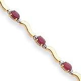 14k Diamonds and Rubies Fancy Diamond Ruby Bracelet - 7 Inch - Lobster Claw