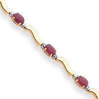 14k Diamonds and Rubies Fancy Diamond Ruby Bracelet by JewelryWeb