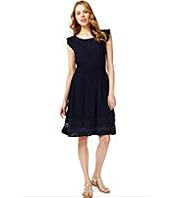 Crochet Trim Fit & Flare Dress