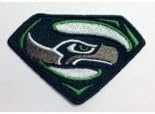 Seattle Seahawks Superman Iron on Patch Size: 2.75" X 1.75"