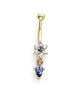14K Wht/Bl Flwr CZ Belly Ring ES-1872