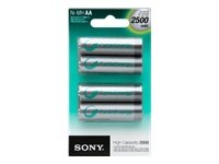Sony 2500 mAh AA Rechargeable Nimh Batteries, 4-pack