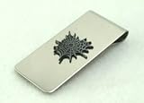 Silver Metal Money Clip with Spider Web Design