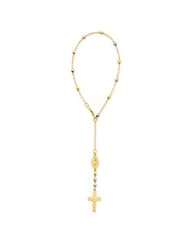 14k Tri Color Gold 8in Rosary Lobster Bracelet