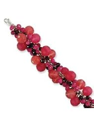 Sterling Silver Cherry/Strawberry Quartz/Garnet/Rhodonite Bracelet QH2043-8.5"
