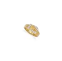 Jewelco London 9ct Solid gold hand finished buckle design baby Ring hand-set with cubic zirconia stones