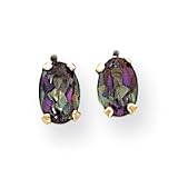 14k Oval Mystic Fire Topaz Post Earrings
