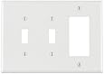 Leviton PJ226-W 3-Gang 2-Toggle 1-Decora/GFCI Combination Wallplate, Midway Size, White